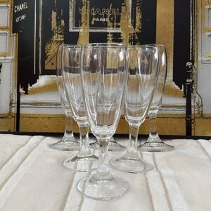 Elegance Clear Glass Short Stemmed Champagne Wine Flutes set of 6
